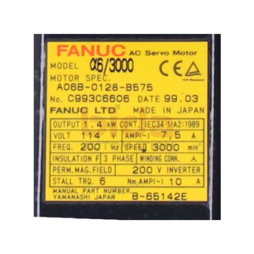Fanuc A06B-0128-B575 (C993C6606) AC Servo Motor
