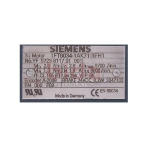 Siemens 1FT6034-1AK71-3FH1 / 1FT6 034-1AK71-3FH1 SIMOTICS...