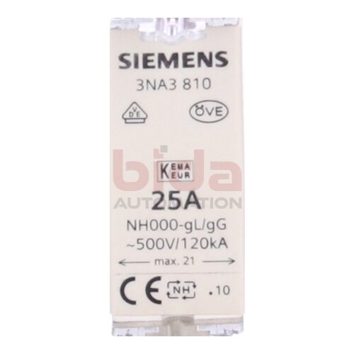 Siemens 3NA3 810 / 3NA3810 NH-Sicherungseinsatz NH fuse link