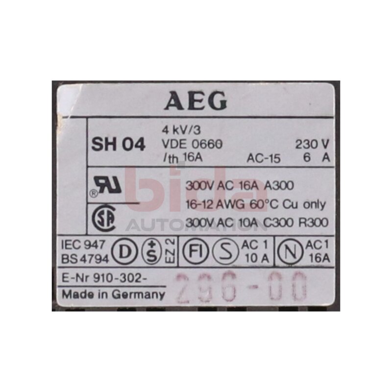 AEG SH04 22E Sch&uuml;tz Contector 230 V 6A