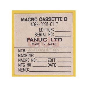 Fanuc A02B-0098-C117 MACRO CASSETTE D