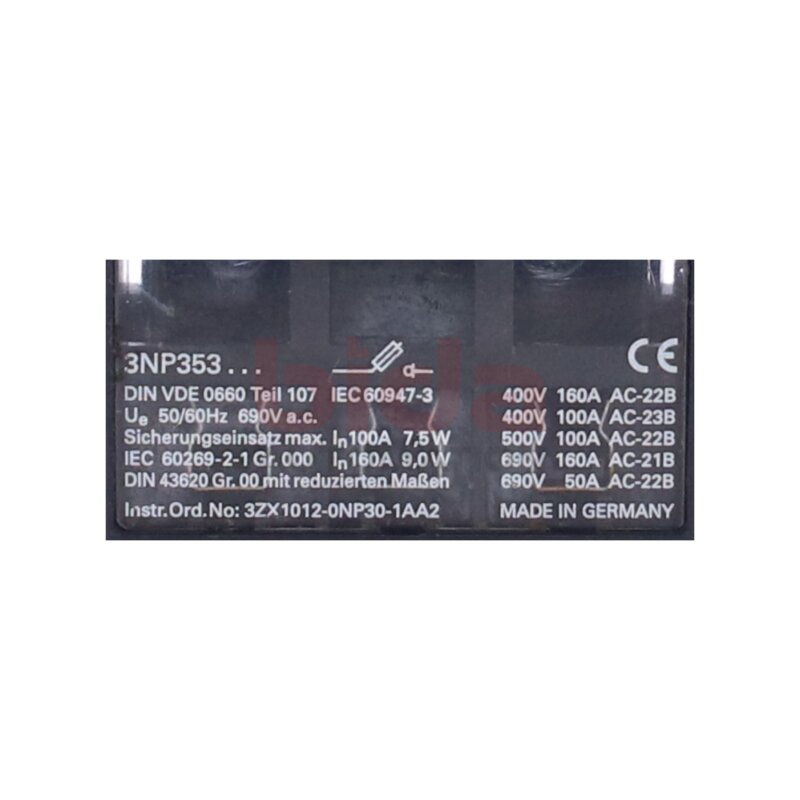 Siemens 3ZX1012-0NP30-1AA2 / 3ZX1 012-0NP30-1AA2 (3NP353) Sicherungslasttrennschalter Fuse switch disconnectors
