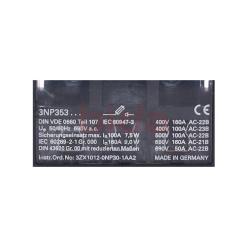 Siemens 3ZX1012-0NP30-1AA2 / 3ZX1 012-0NP30-1AA2 (3NP353) Sicherungslasttrennschalter Fuse switch disconnectors