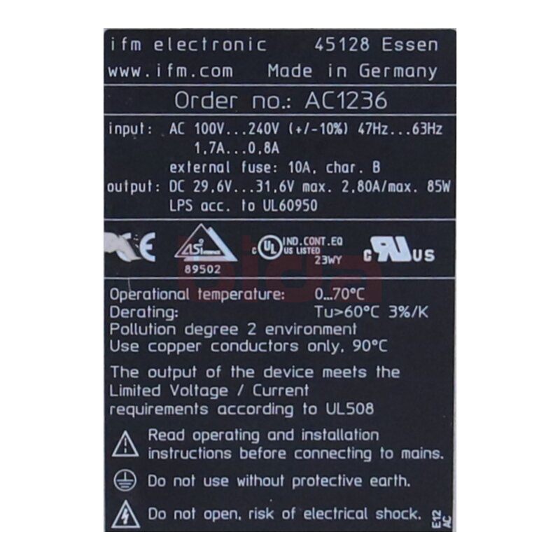 ifm AC1236 AS Power Supply Netzteil