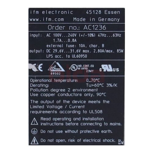ifm AC1236 AS Power Supply Netzteil