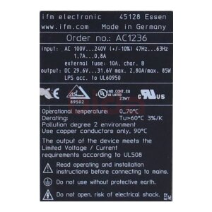 ifm AC1236 AS Power Supply Netzteil