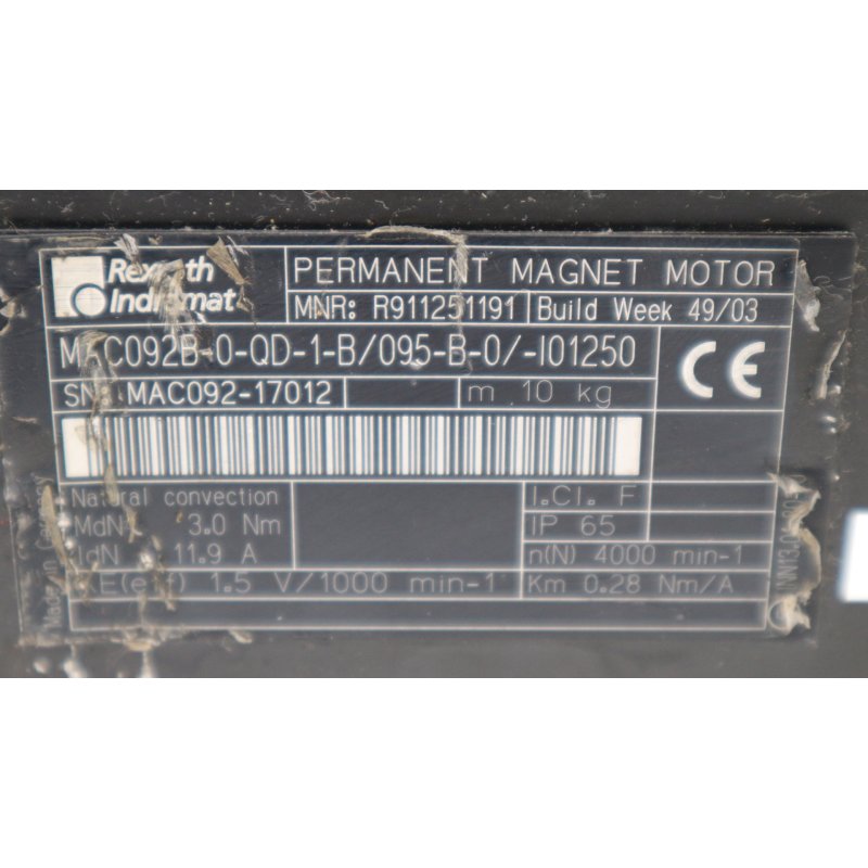 Rexroth Indramat MAC092B-0-QD-1-B/095-B-0/-I01250 Permanent-Magnet-Motor Servo