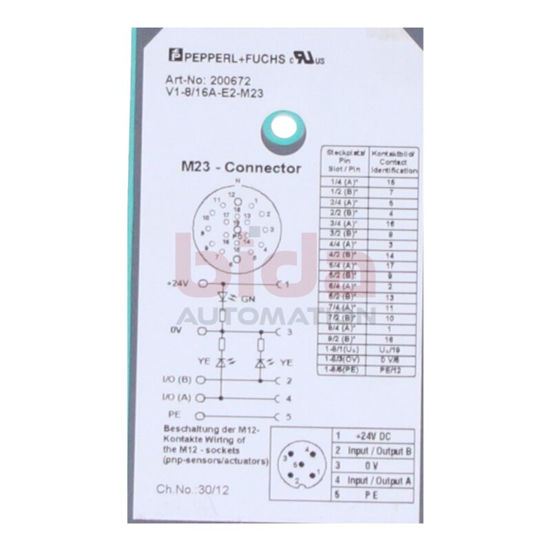 PEPPERL+FUCHS V1-8/16A-E2-M23 (200672) Passiv-Verteiler Passive distributor