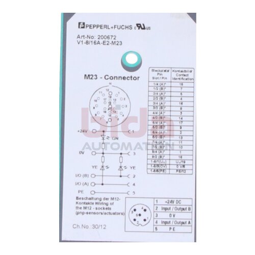 PEPPERL+FUCHS V1-8/16A-E2-M23 (200672) Passiv-Verteiler Passive distributor