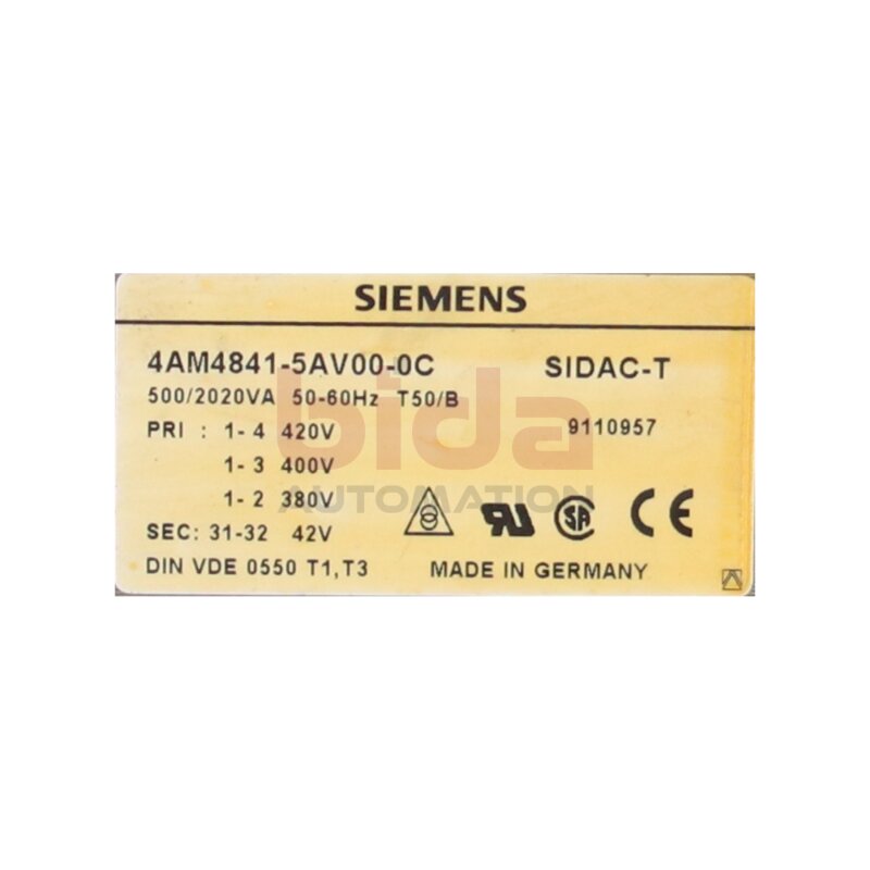 Siemens 4AM4841-5AV00-0C / 4AM4 841-5AV00-0C Einphasen-Transformator Single-phase transformer