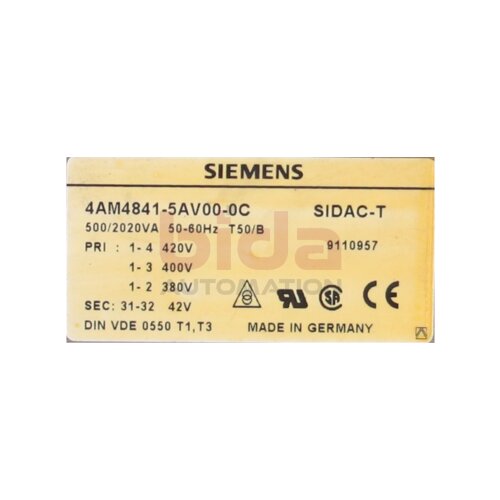 Siemens 4AM4841-5AV00-0C / 4AM4 841-5AV00-0C Einphasen-Transformator Single-phase transformer