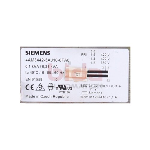 Siemens 4AM3442-5AJ10-0FA0 / 4AM3 442-5AJ10-0FA0 Transformator SITAS