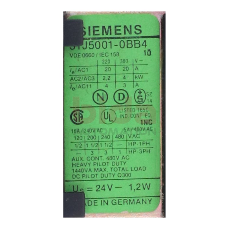 Siemens 3TJ5001-0BB4 Sch&uuml;tz Contector 24V 1,2W