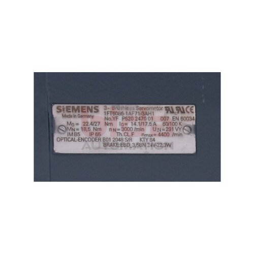 Siemens 1FT6086-1AF71-3AH1 / 1FT6 086-1AF71-3AH1 SIMOTICS S Synchronservomotor Synchronous servomotor
