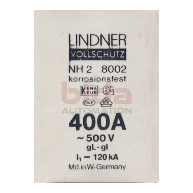 Lindner Vollschutz NH 2 8002 (400A) Sicherungseinsatz fuse insert 400A 500V