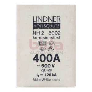 Lindner Vollschutz NH 2 8002 (400A) Sicherungseinsatz...