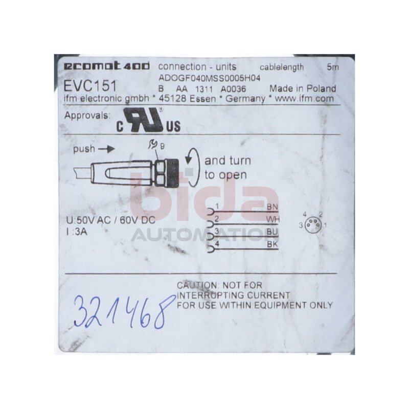 IFM EVC151 Anschlusskabel Connecting cable