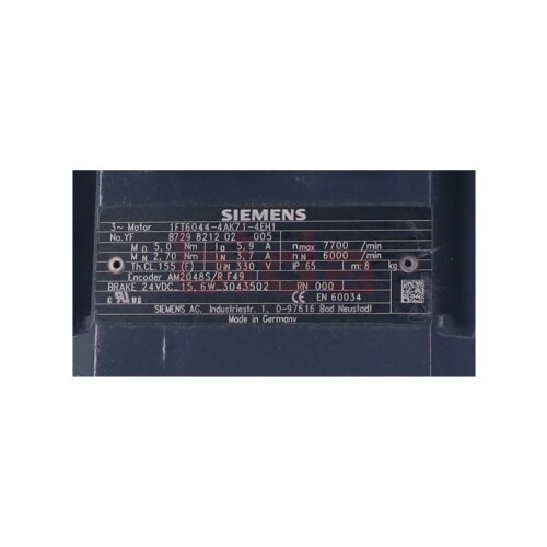 Siemens 1FT6044-4AK71-4EH1 / 1FT6 044-4AK71-4EH1 SIMOTICS S Synchronservomotor Synchronous Servomotor