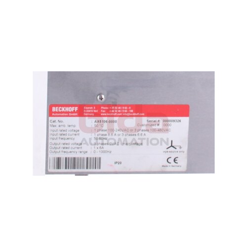 BECKHOFF AX5106-0000 Digital Kompakt Servoverst&auml;rker 1-kanalig Digital compact servo amplifier 1-channel