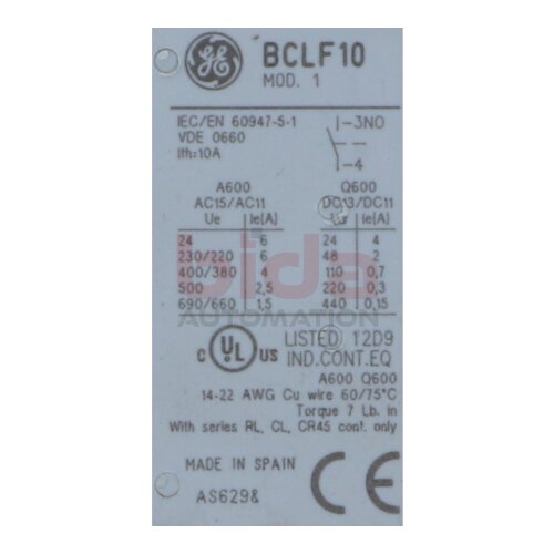 GE General Electric BCLF10 Hilfskontaktblock Auxiliary contact block