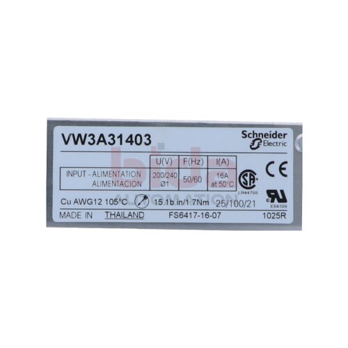 Schneider VW3A31403 EMV-Funkentst&ouml;rfilter EMC Filter