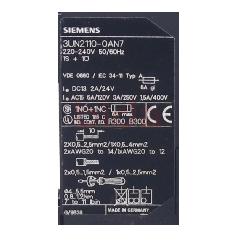 Siemens 3UN2110-0AN7 / 3UN2 110-0AN7 Kaltleiter-Ausloesegeraet PTC Thermistor Trigger Device