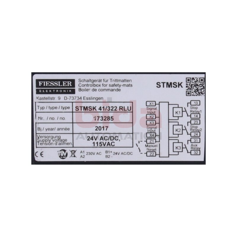 FIESSLER STMSK 41/322 RLU (173285) Sicherheits-Schaltger&auml;t Safety Controller