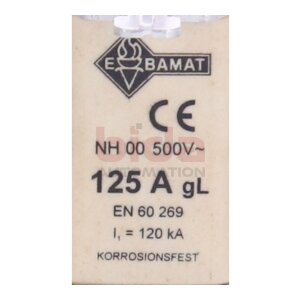 EBAMAT NH 00 125A NH-Sicherungseinsatz NH fuse link