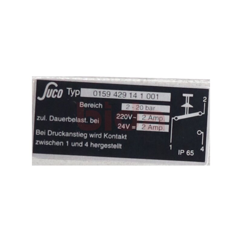 Suco 0159 429 14 1 001 Druckschalter Pressure switch 220V 24V 2A