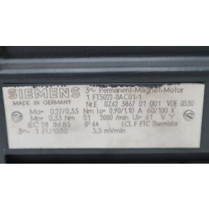 Siemens 1FT5022-0AC01-1 3~Permanent-Magnet-Motor...