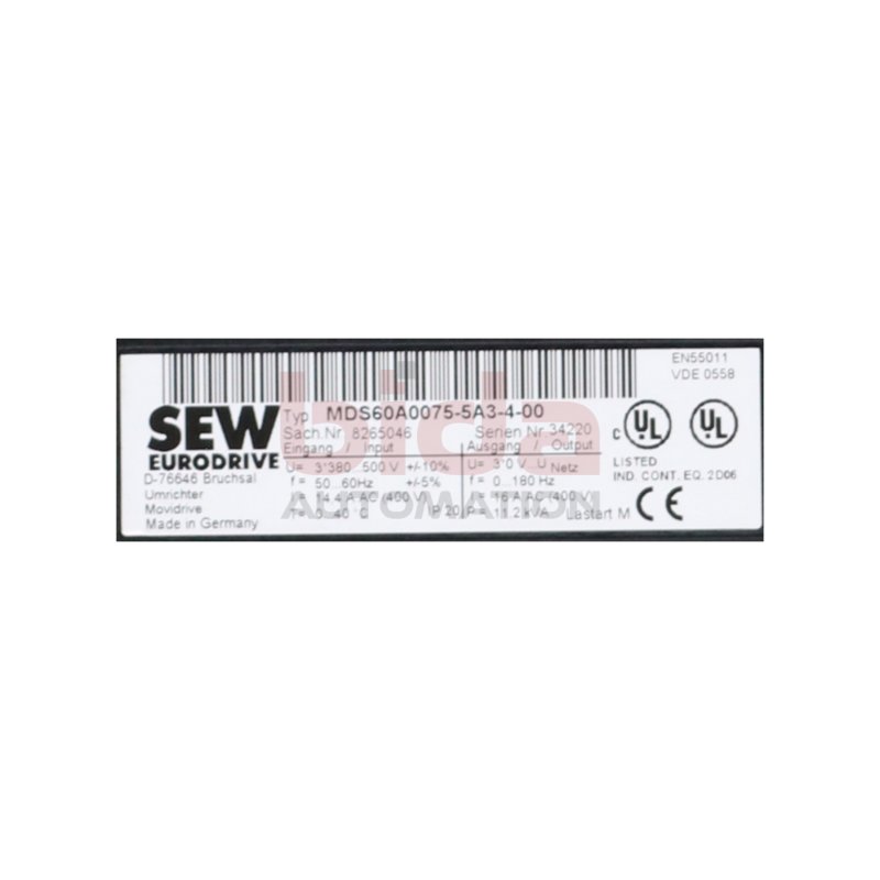 SEW MDS60A0075-5A3-4-00 Frequenzumrichter Frequency Converter 3x380-500V