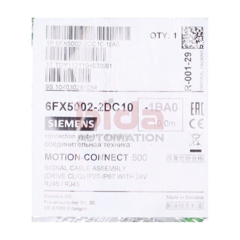 Siemens 6FX5002-2DC10-1BA0 Signalleitung Signal Cable Assembley 10m 24V