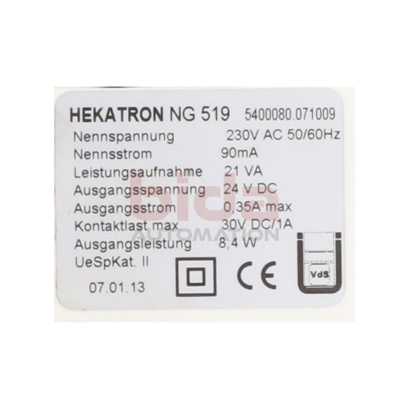 Hekatron NG 519 Feststellanlagen-Anschlussdose Hold-open system junction box 230VAC 24VDC