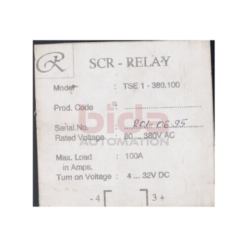 SCR-RELAY TSE 1-380.100 Relais Relay 80...380 VAC 100A 4...32VDC