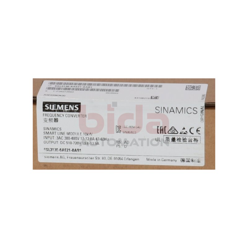 Siemens 6SL3130-6AE21-0AB1  Smart Line Module 380-480V 17-12.8A