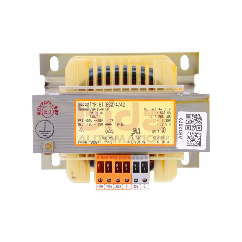 Block ST 630/4/42 Transformator Transformer  400V 15A
