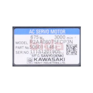 Sanyo Denki Kawasaki R2AA08075FCP3N Servomotor 675W Motor...