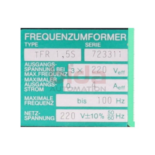 Frequenzumformer TFR 1,5S Frequenzumrichter Frequency Converter 3x220V 4A
