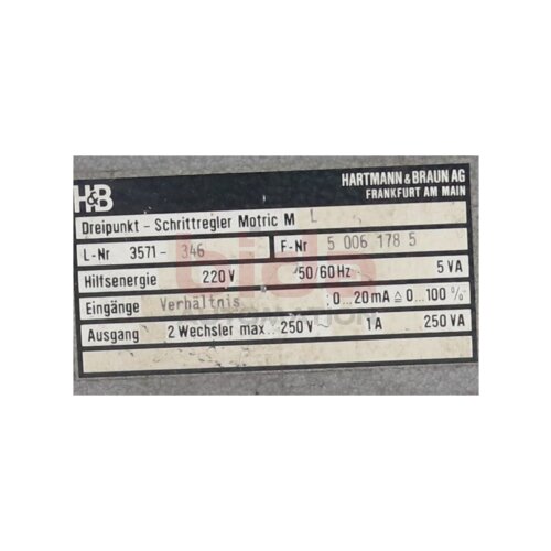 H&amp;B 3571-346 Dreipunkt Schrittregler Three-point step controller 220V 1A 50/60Hz