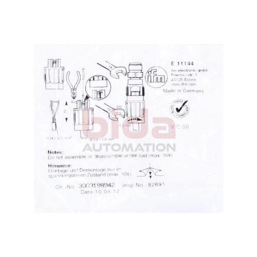 ifm electronic E11144 Konfektionierbarer Stecker Convertible plug