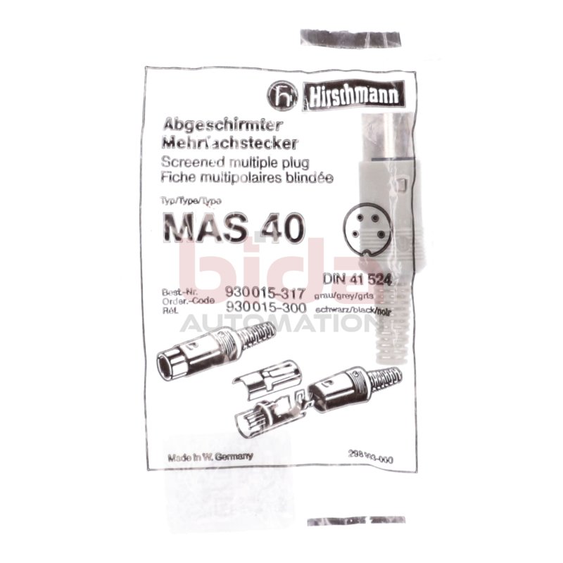 Hirschmann MAS 40 (930015-317) abgeschirmter Mehrfachstecker / shielded multiple plug