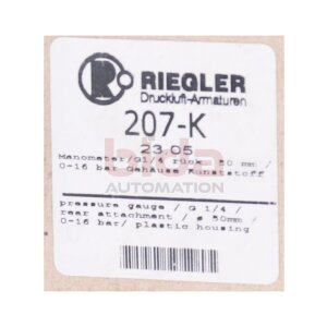 Riegler 207-K KL 1,6 0-16bar  Manometer Pressure gauge