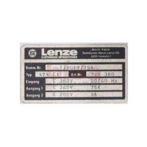 Lenze Typ 474 E1 Art.Nr. 320 380 Stromrichter Power...