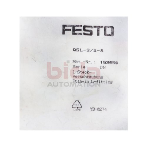 Festo QSL-3/8-8 Mat.-Nr. 153050 (10Stk) Steckverschraubung Push-in fitting