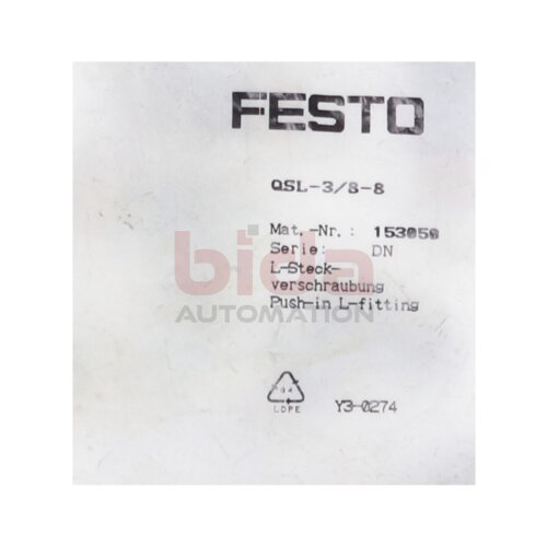 Festo QSL-3/8-8 Mat.-Nr. 153050 (10Stk) Steckverschraubung Push-in fitting