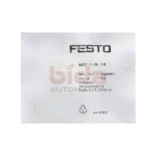 Festo QST-1/8-10 Mat.-Nr. 190667 (10Stk) Steckverschraubung Push-in fitting
