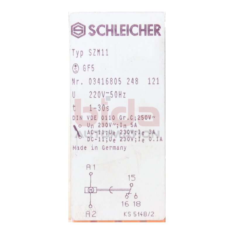 Schleicher SZM11 Relais Relay 230V 5A