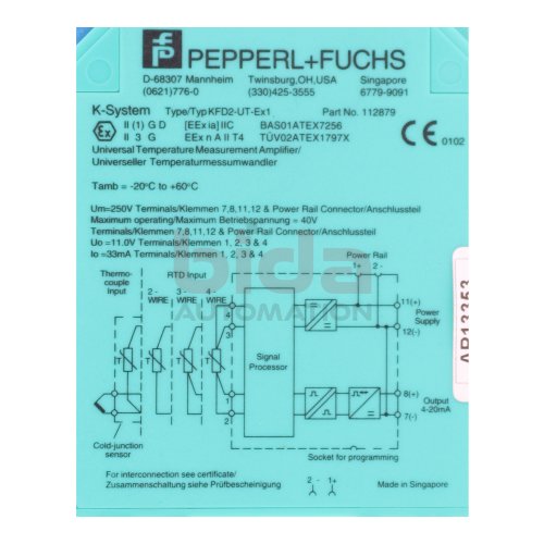 Pepperl+Fuchs KFD2-UT-Ex1 Temperaturmessumwandler Temperature Measurement Amplifier 40V