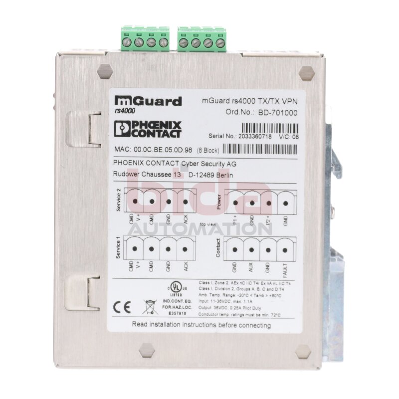 Phoenix Contact rs4000 TX/TX VPN Ord.No. BD-701000 Router