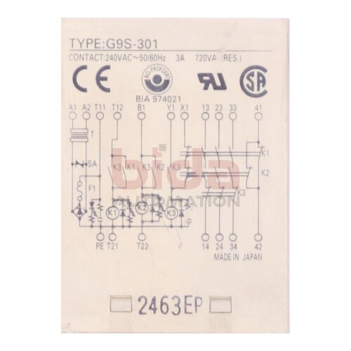 Omron G9S-301 Sicherheitsrelais Safety Relay 240VAC 3A